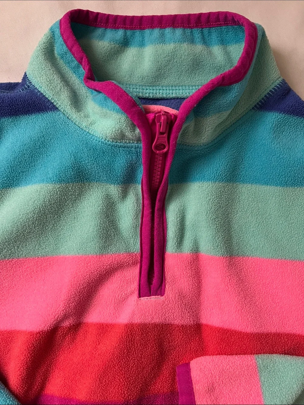 OshKosh B'gosh Girls' 6/6x Striped Fleece Pullover Jacket